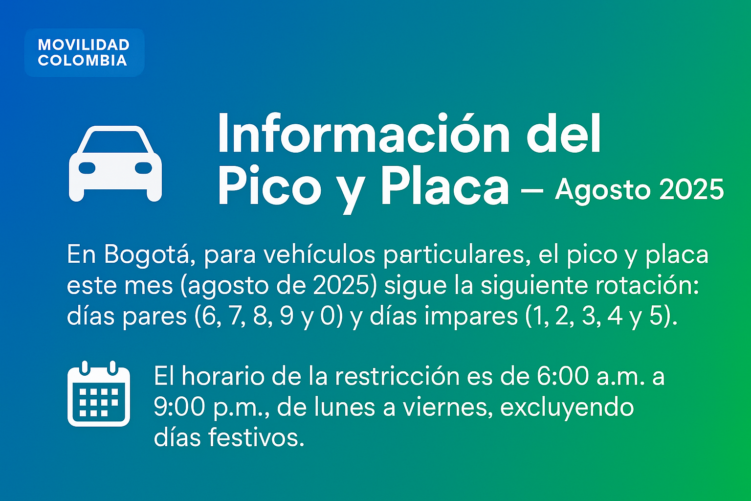 información del pico y placa